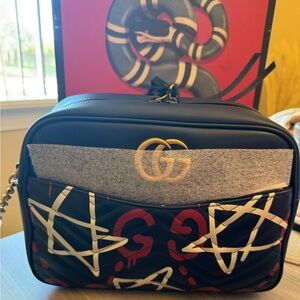 Gucci blue ghost print marmont messenger crossbody bag
